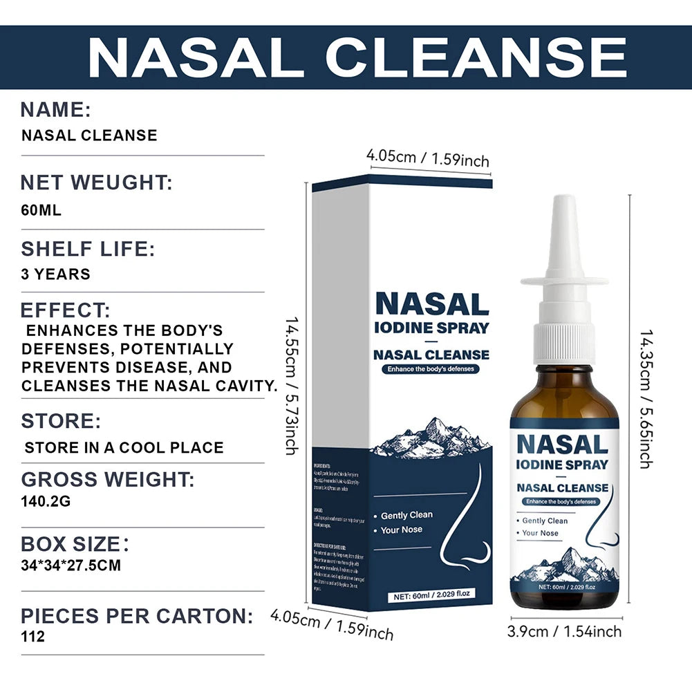 1/2/3Pcs Iodine Nasal Sprays Portable Soothing Non-Drying Moisturizing Deeply Cleanses Nasal Cleaning Spray for Nose Care