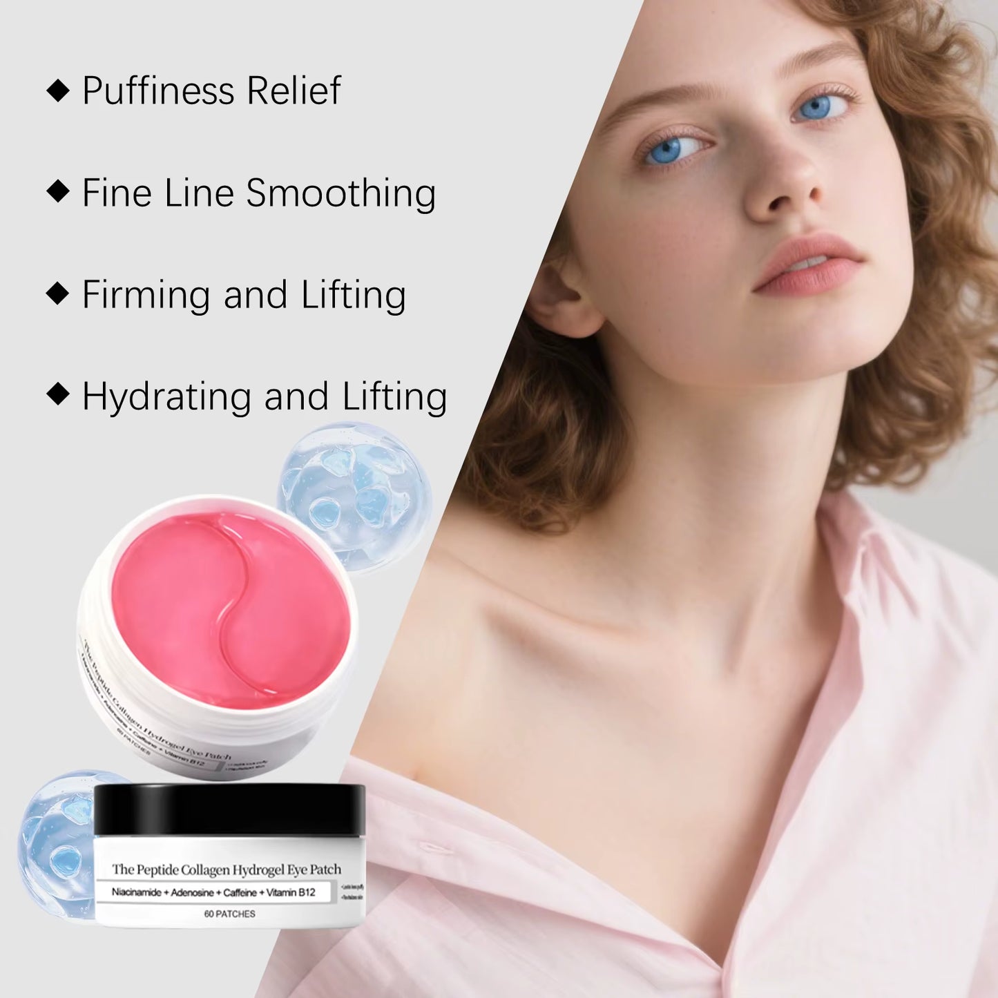 Peptide Collagen Hydrogel Eye Patch Reduce Wrinkles Dark Circles with Copper Peptide Niacinamide Firming Hydrating Gel Eye Pads